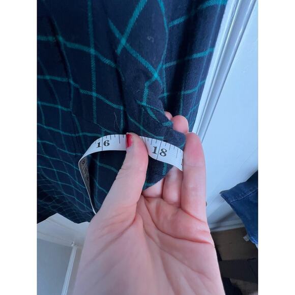 Banana Republic Classic Fit Blue Green Checkered Flannel Button Up Women's S - Picture 6 of 9